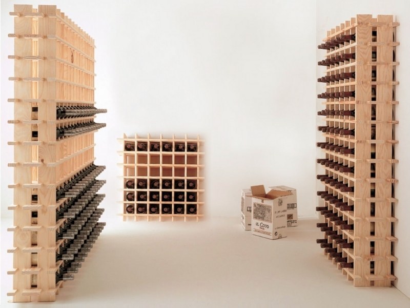 Cantinetta componibile portabottiglie vino in legno di pino naturale